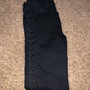 Black lace up jeans